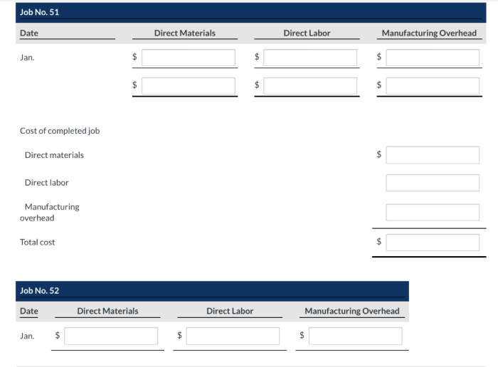 Job cost direct labor overhead lott company uses order system january materials been manufacturing jobs completed production solved basis applies