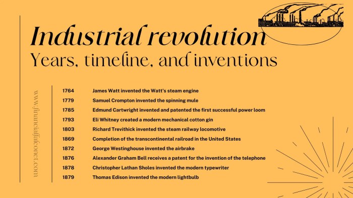 The industrial revolution a timeline of inventions answer key