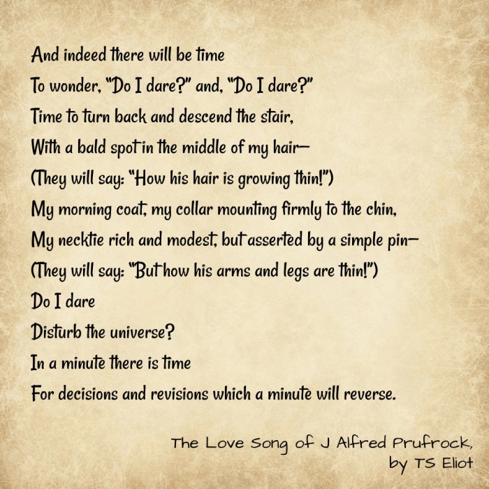 Read the excerpt from the lovesong of j. alfred prufrock.